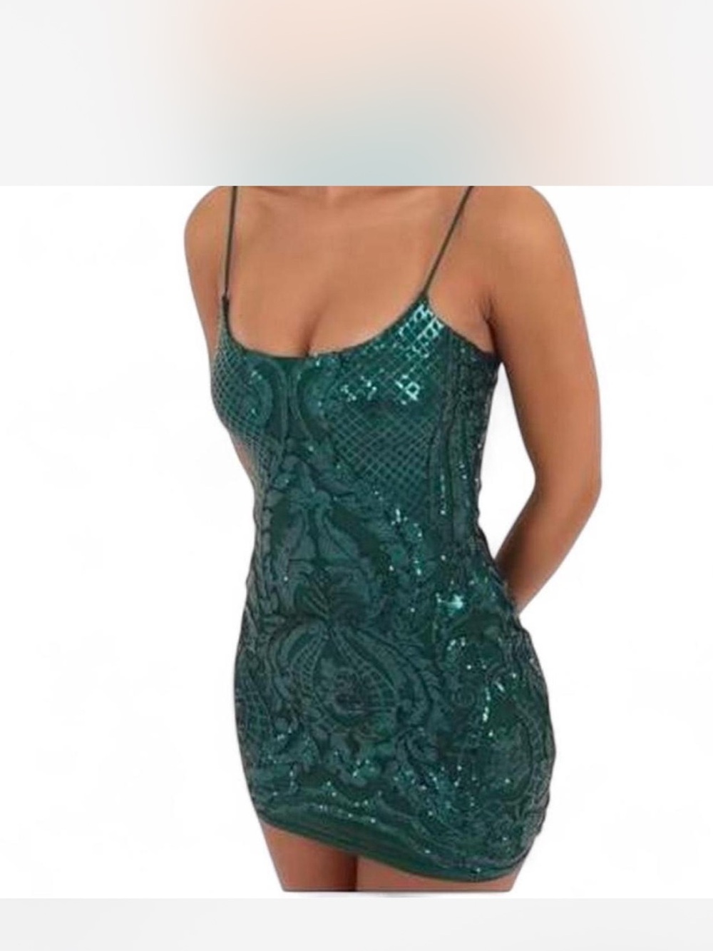 Lucy in the Sky Emerald Green Sequin Bodycon Mini Dress